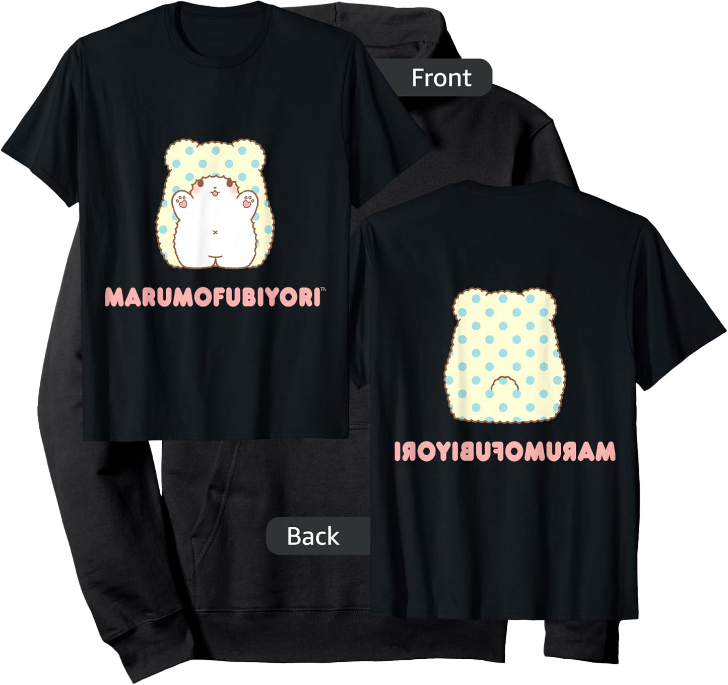 Marumofubiyori Character Front and Back Hoodie - Hoodie | Black