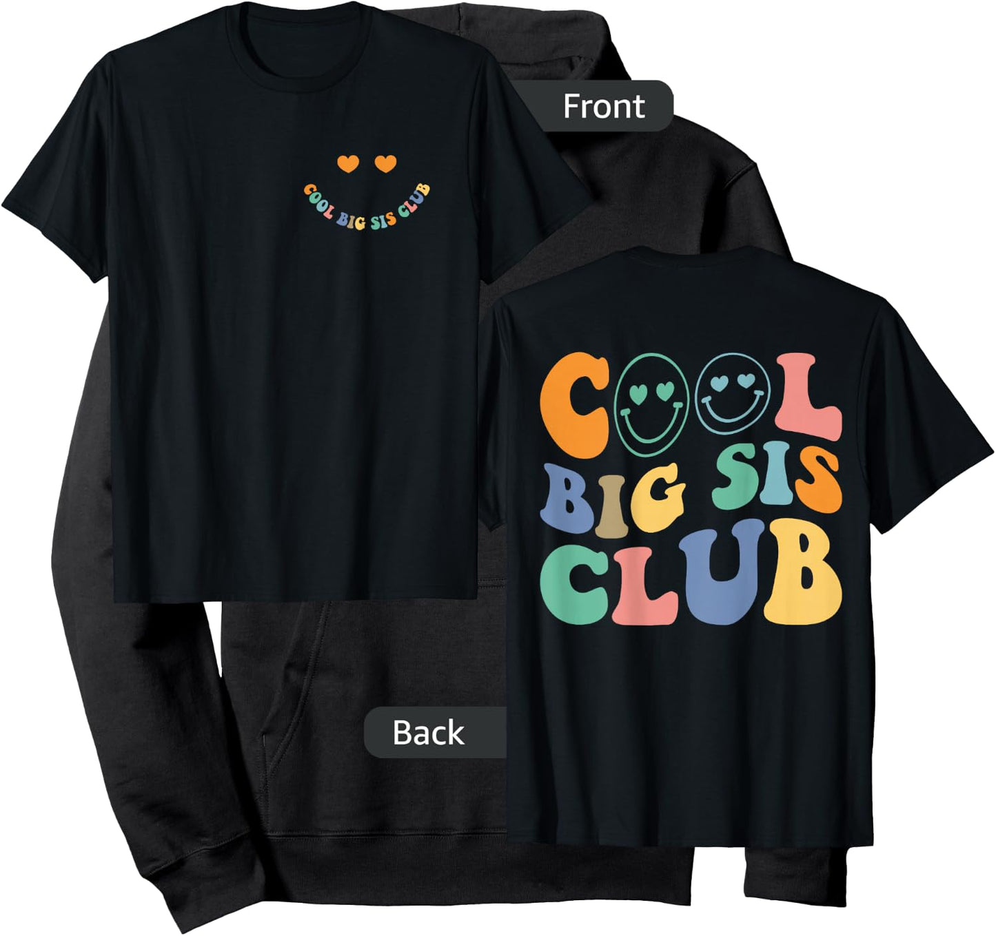Cool Big Sis Club Funny Sister Saying Retro Groovy Women Hoodie - Hoodie | Black