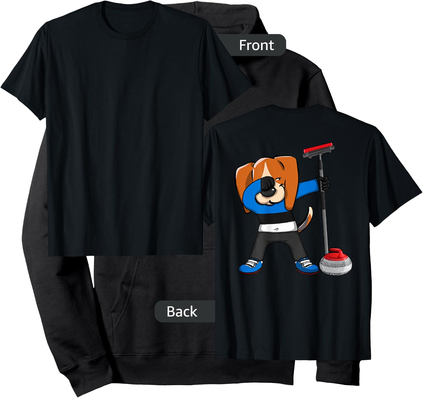Dabbing Beagle Estonia Curling Lovers Jersey Winter Sports Hoodie - Hoodie | Black