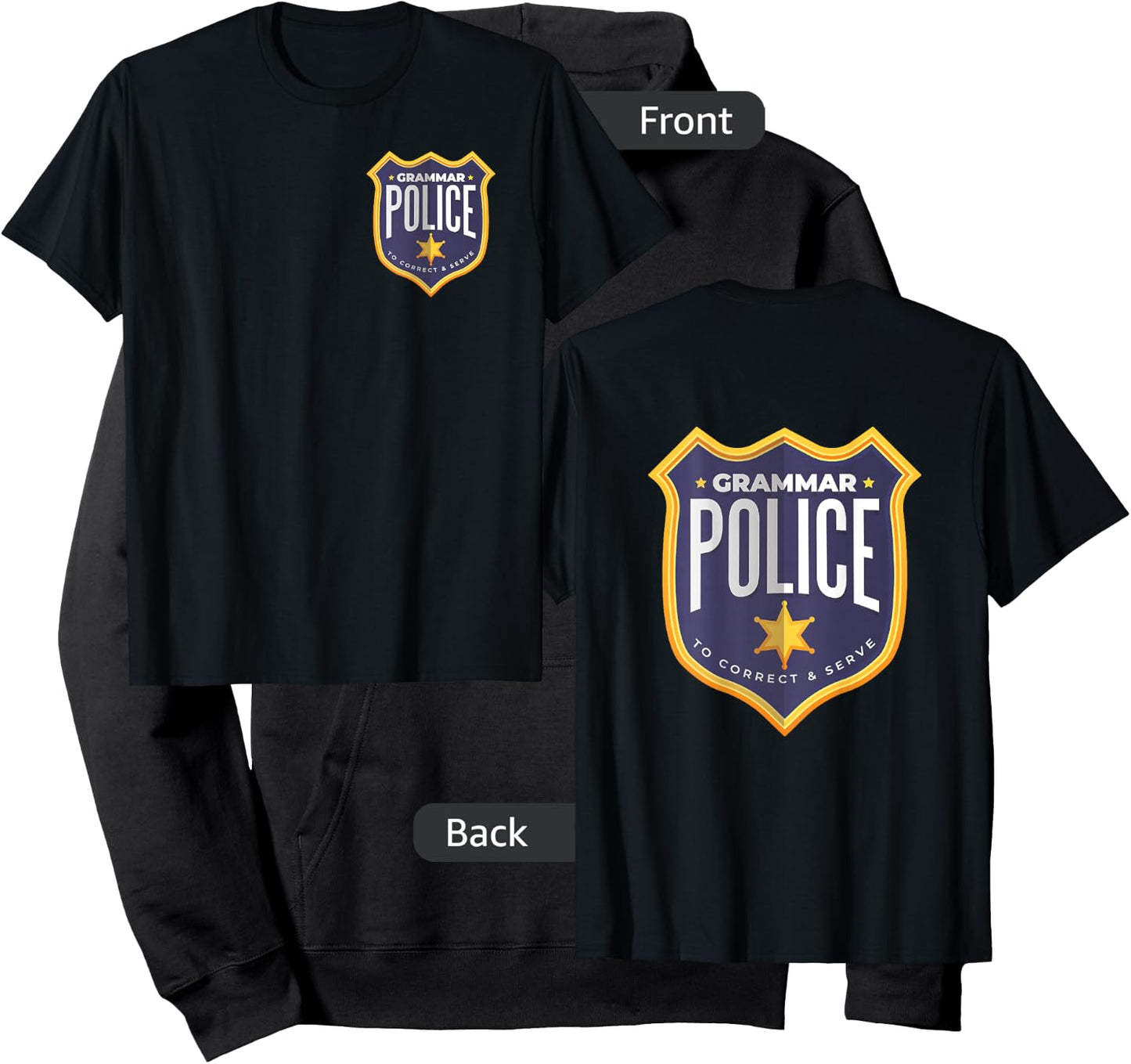 Grammar Police Halloween Cop Badge Costume Funny Hoodie - Hoodie | Black