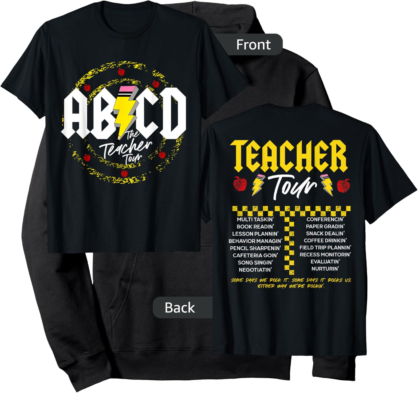 ABCD Teacher Tour, Back To School, End of Year, Front & Back Hoodie - Hoodie | Black