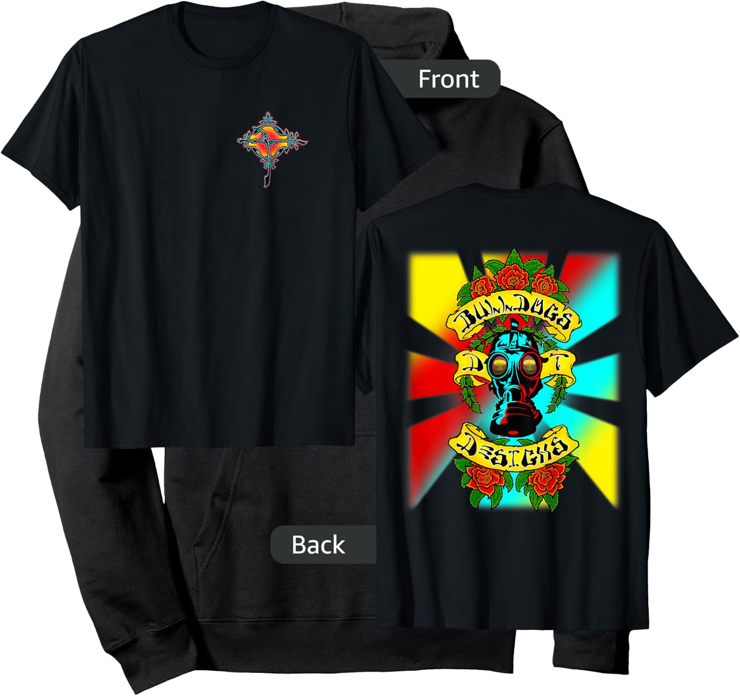Bulldogs Designs DT Gas Head Roses Skateboard Design Hoodie - Hoodie | Black