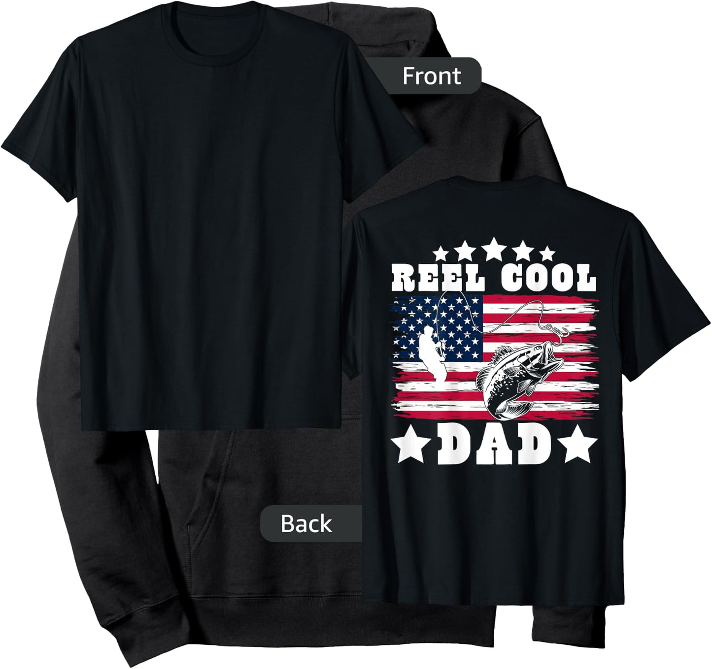 American Dad USA Fishing - Reel Cool Fishing Dad (on back) Hoodie - Hoodie | Black