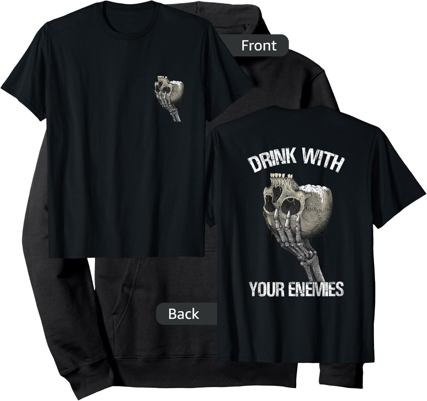 Drink with Your Enemies Skull Hoodie - Hoodie | Black