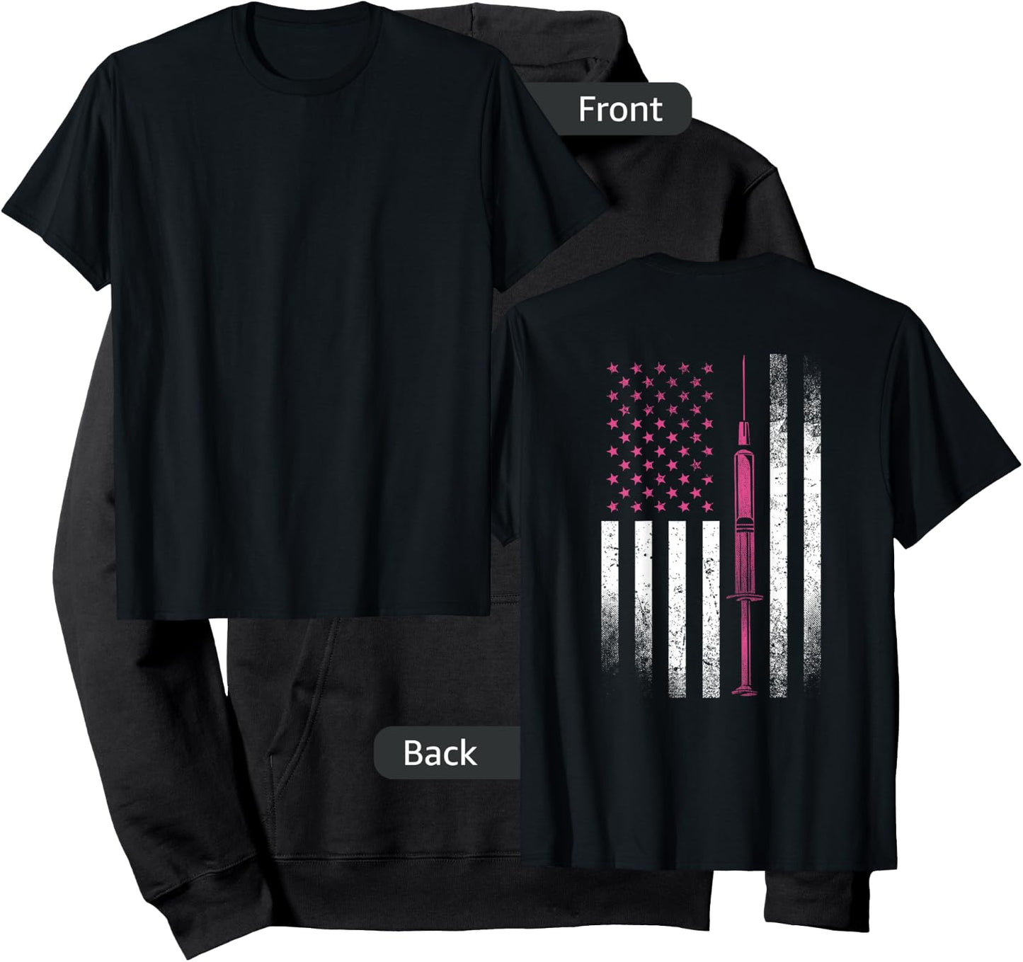 Nurse Shirt RN LPN American Flag Syringe Doctor Medical USA Hoodie - Hoodie | Black