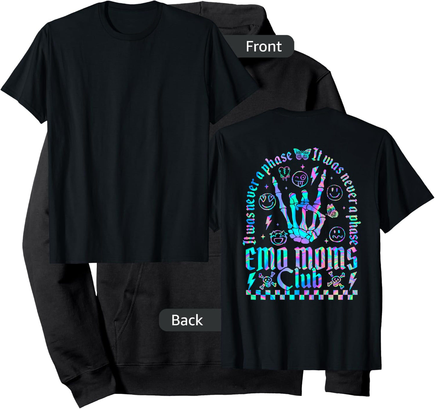 Emo Moms Club Skeleton Motherhood Funny Mama Rocking (back) Hoodie - Hoodie | Black