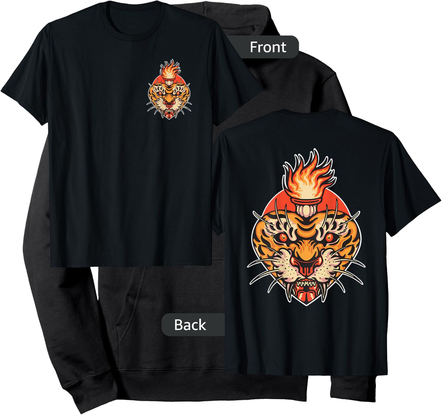 Sacred Heart Tiger American Traditional Tattoo Trendy Edgy Hoodie - Hoodie | Black