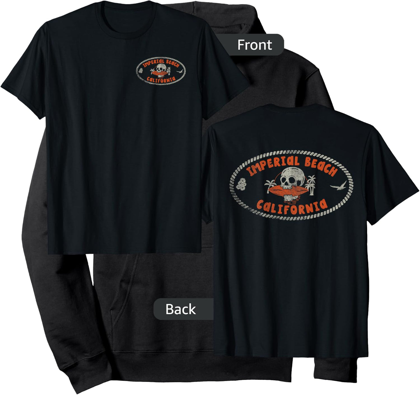 Imperial Beach California CA Retro Surfer Front & Back Hoodie - Hoodie | Black