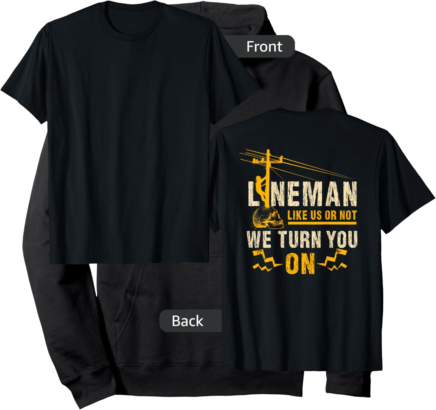 Lineman Gifts Line Worker Image On Back Of Shirt Hoodie - Hoodie | Black