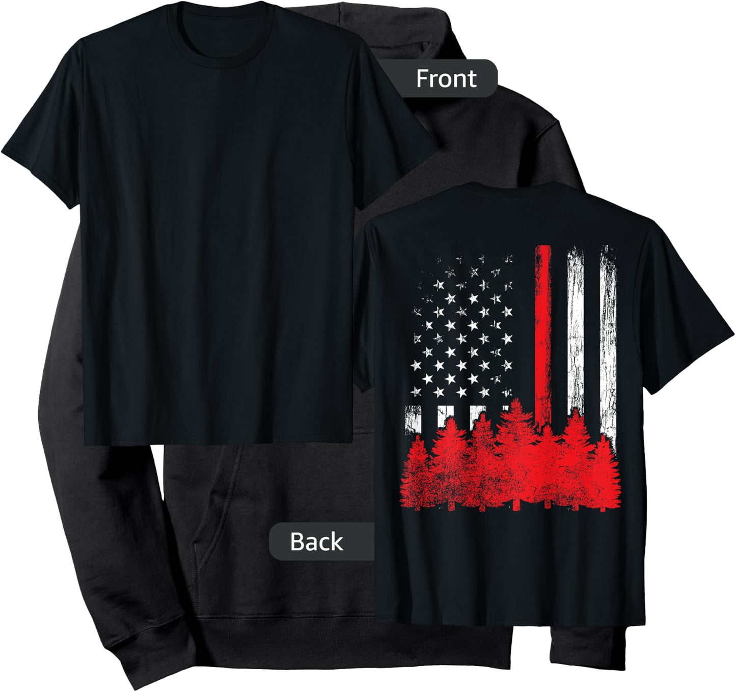 Thin Red Line American Flag Wildland Firefighter Shirts Gift Hoodie - Hoodie | Black