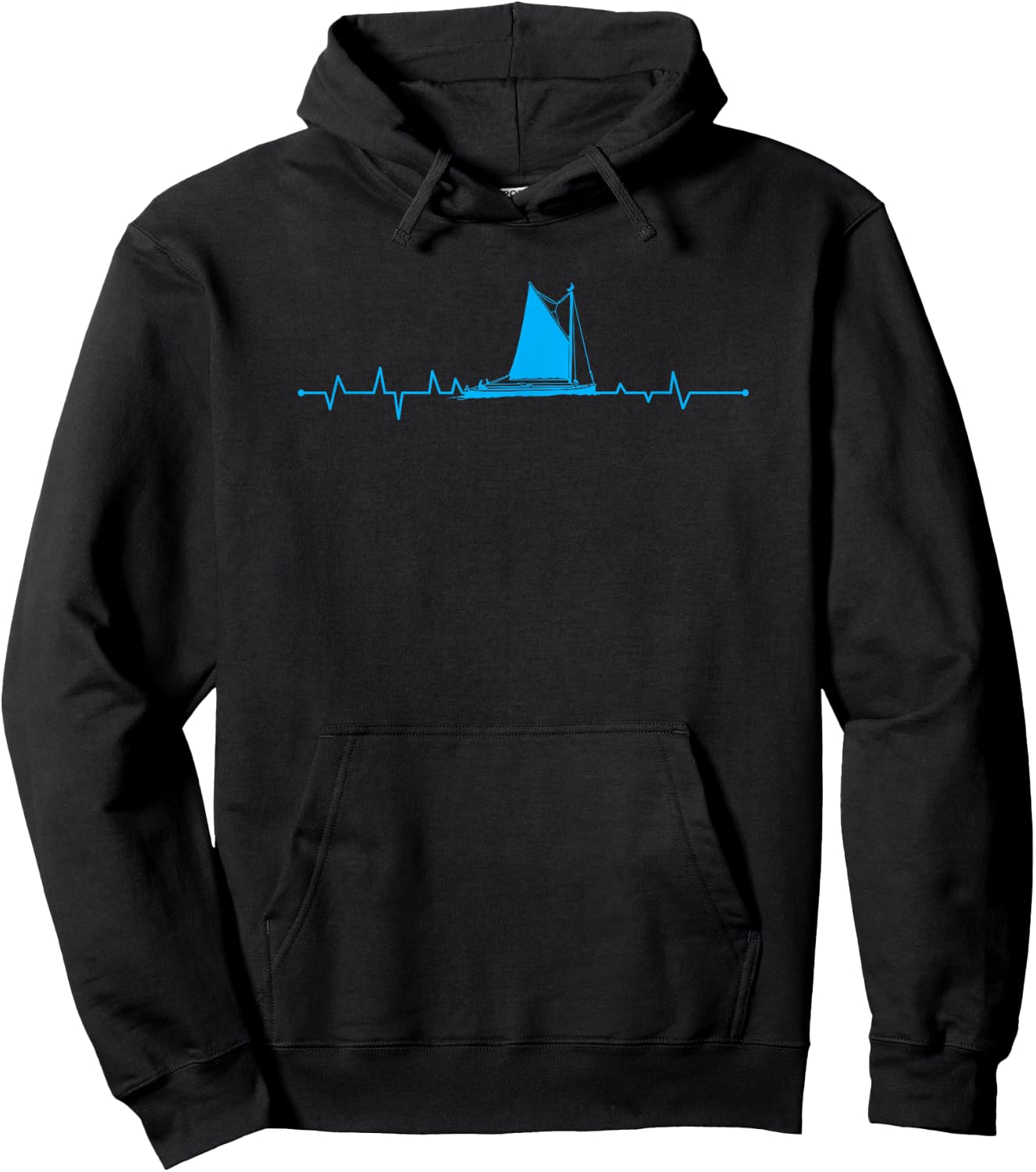 Sailboat Heartbeat Sailor Fishermen Boat Lover Hoodie - Hoodie | Black
