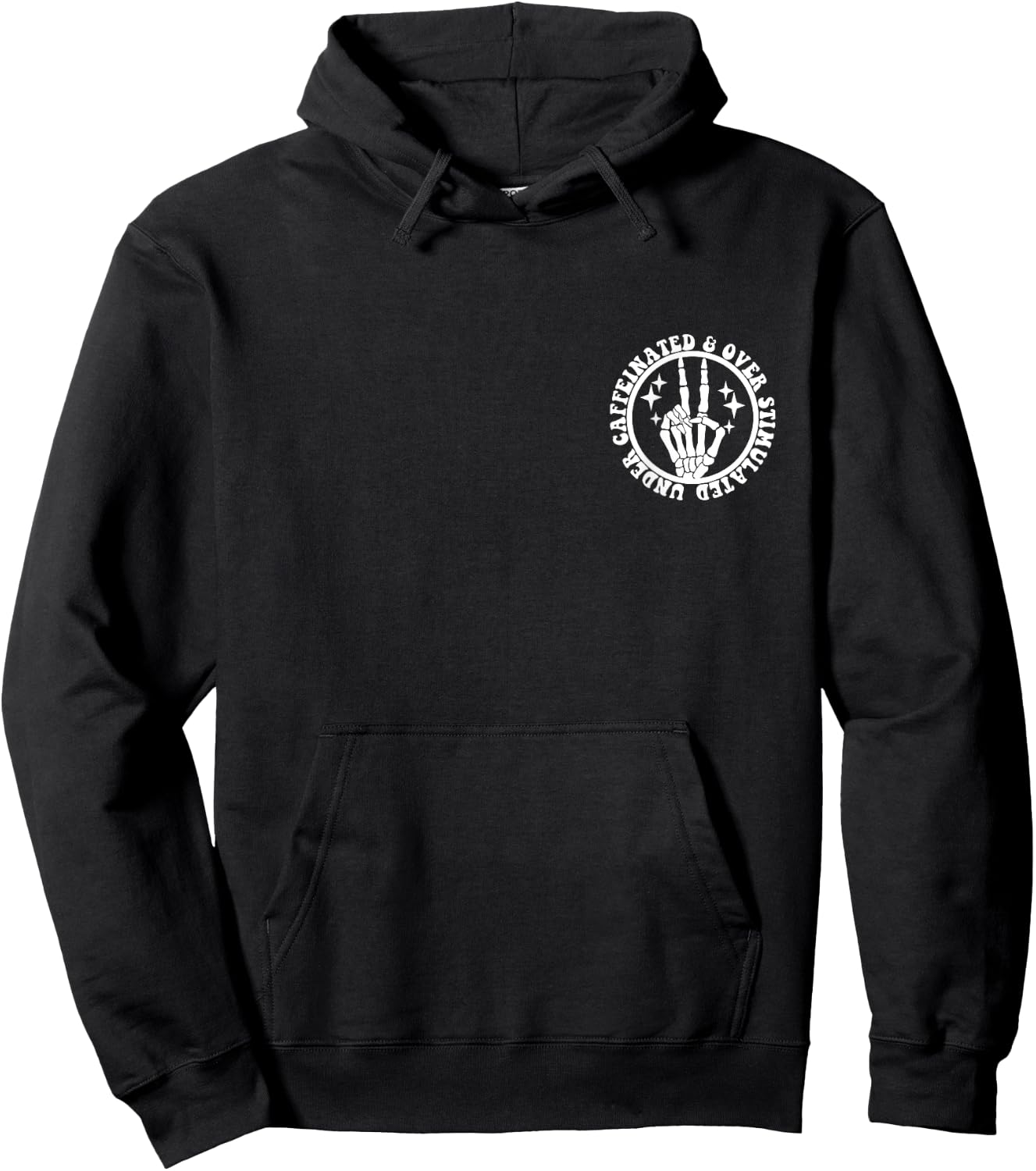 under caffeinated and over stimulated , Small, Black Hoodie - Hoodie | Black
