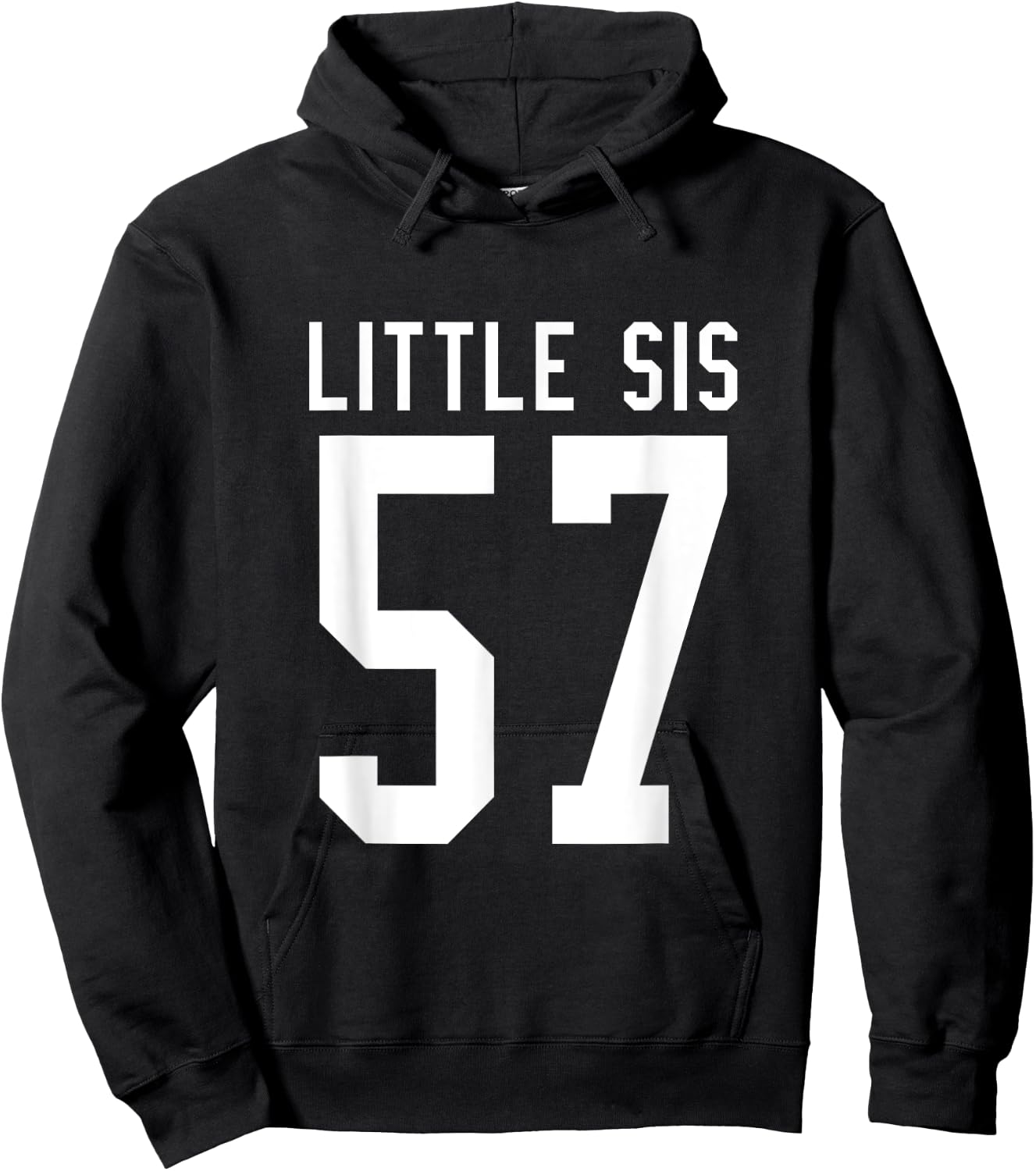 Number 57 Little Sis Biggest Fan Football Game Day Sister Hoodie - Hoodie | Black