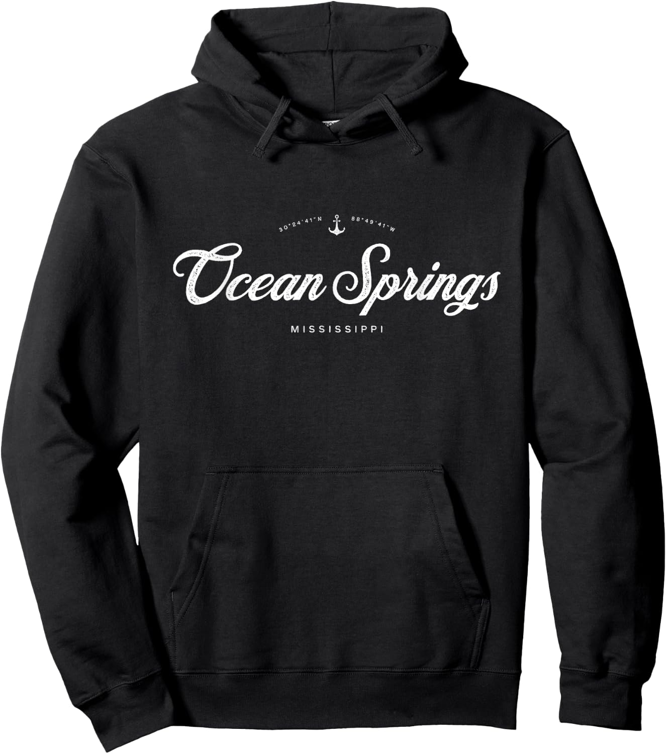 Ocean Springs Mississippi Vintage Retro Hoodie - Hoodie | Black