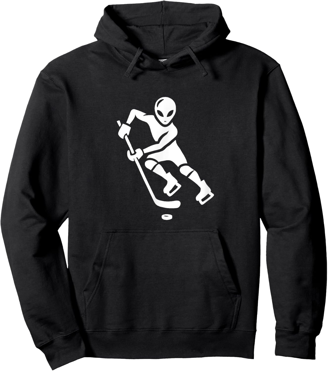 Alien Hockey Player Silhouette Minimalist Extraterrestial Hoodie - Hoodie | Black