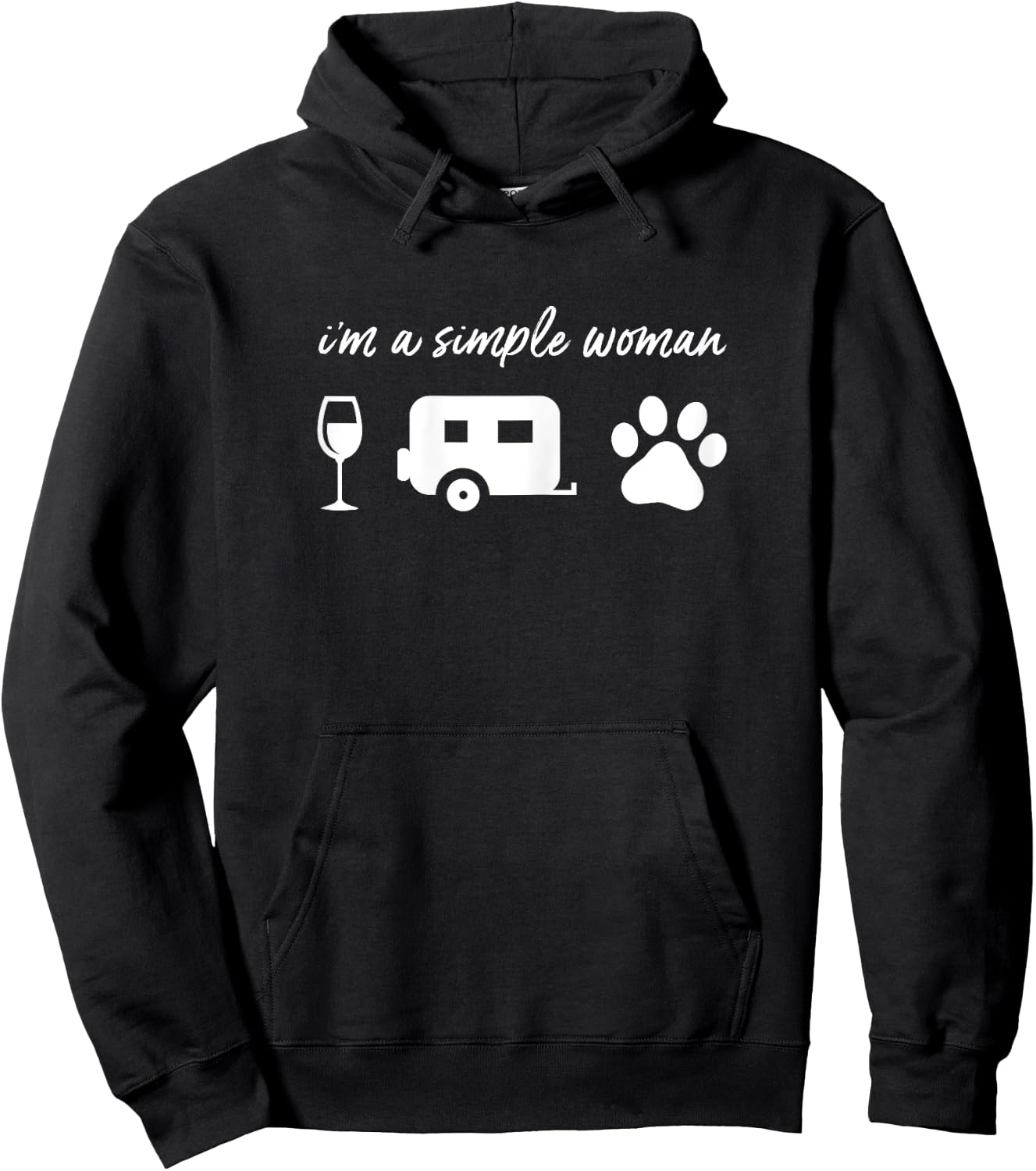 I'm A Simple Woman Wine Camping Dog Paw Shirt Funny Cute Hoodie - Hoodie | Black