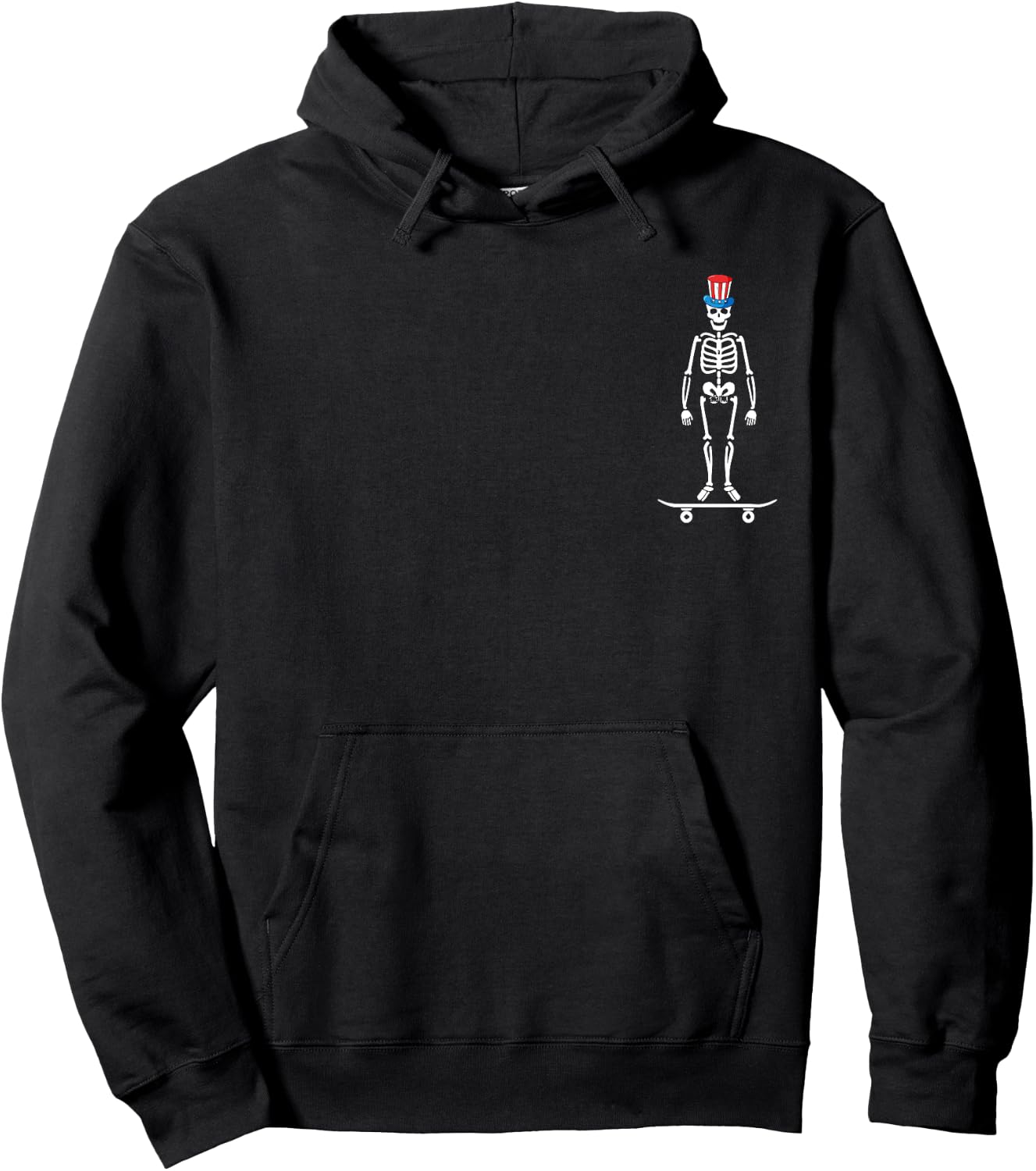 Skeleton Skateboard 4th Of July Funny US Flag Patriotic Hoodie - Hoodie | Black