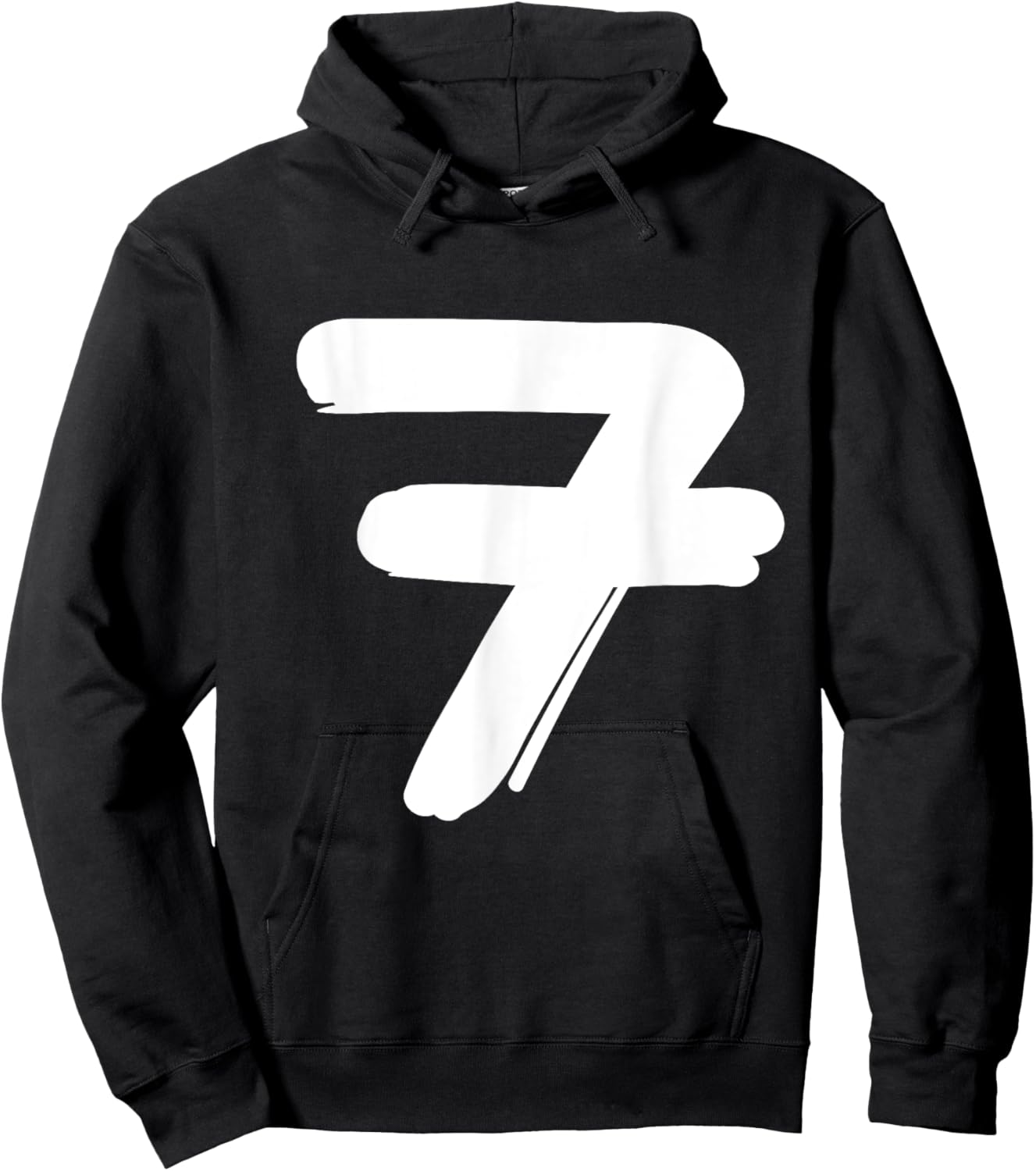 Number 7 in white large bold hand painted font style Hoodie - Hoodie | Black