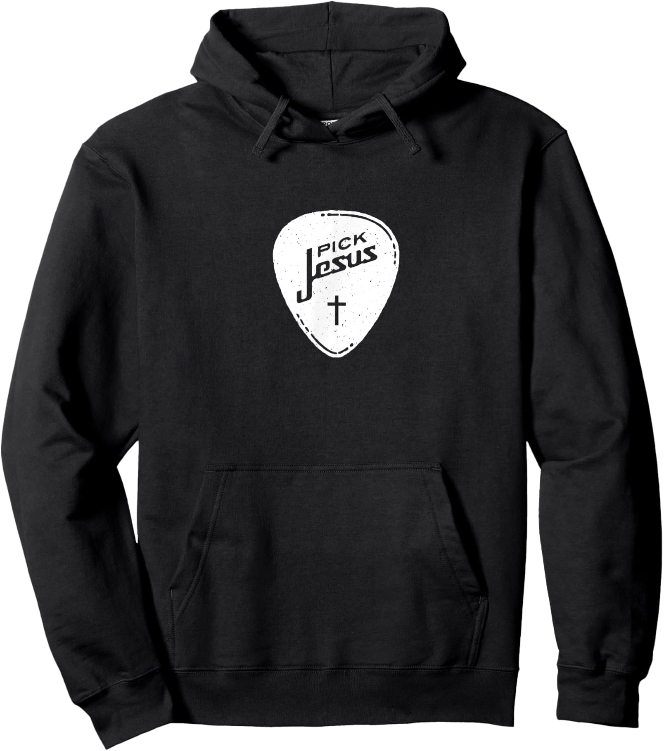 Christian Shirt - Vintage Guitar Pick Jesus Cross Worship Hoodie - Hoodie | Black