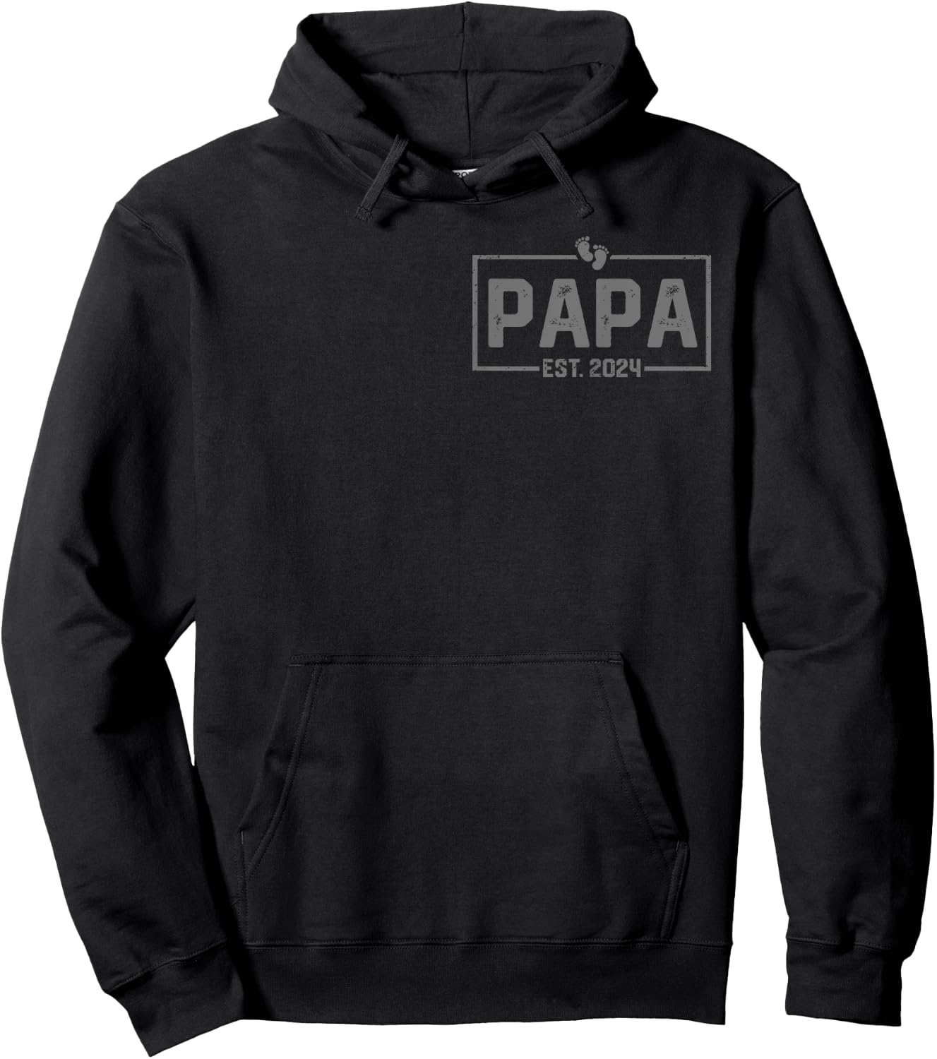 Papa Est. 2024 Papa 2024 Logo New Dad Fathers Day Hoodie - Hoodie | Black