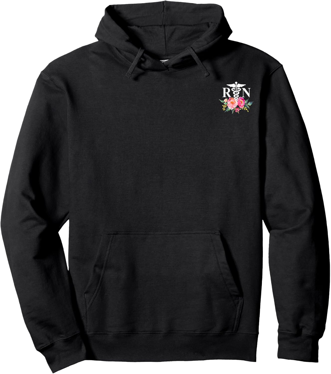 RN Registered Nurse Caduceus-Symbol Logo Hoodie - Hoodie | Black