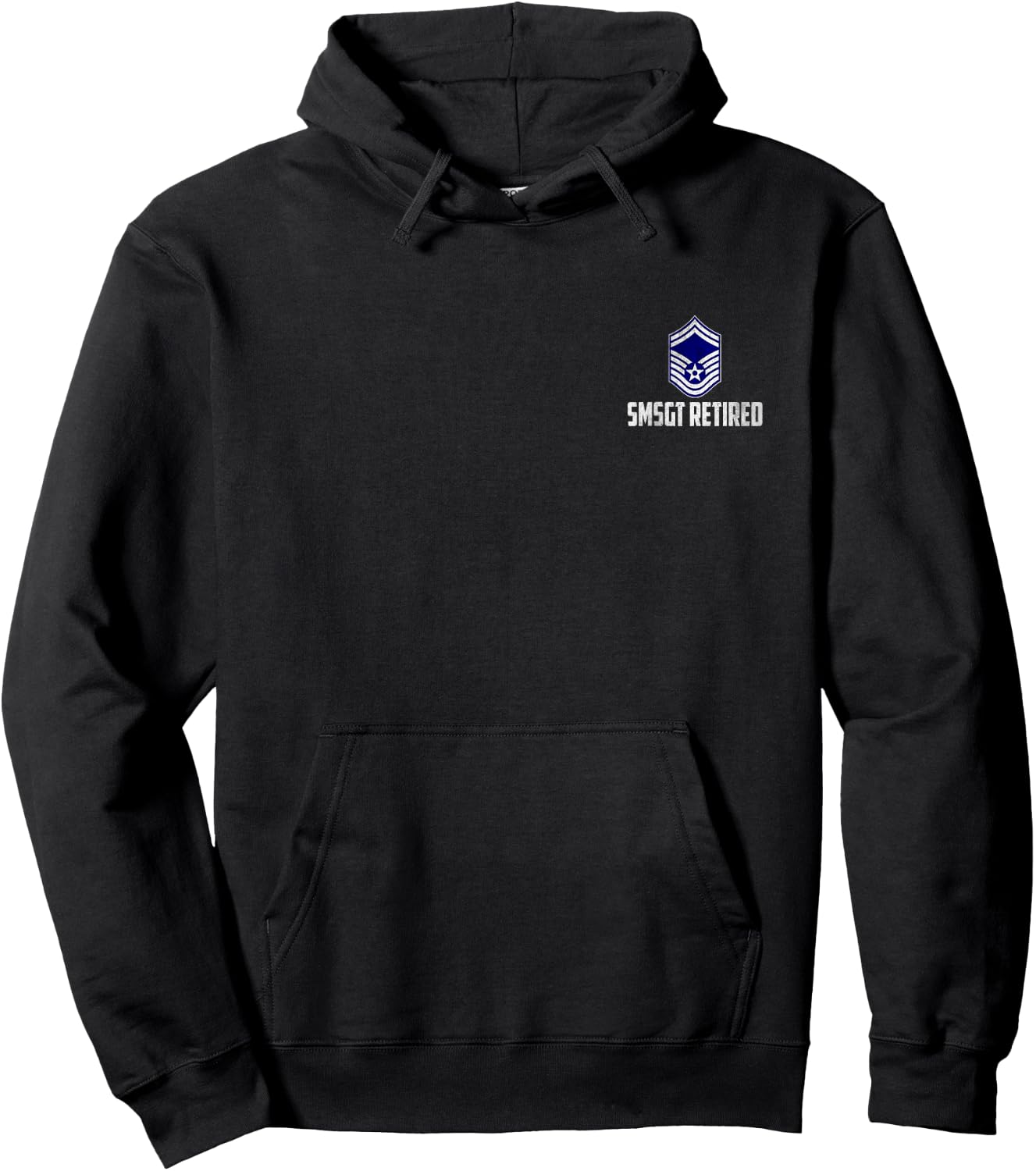 Retired E-8 Senior Master Sergeant SMSgt Rank Airman Logo Hoodie - Hoodie | Black