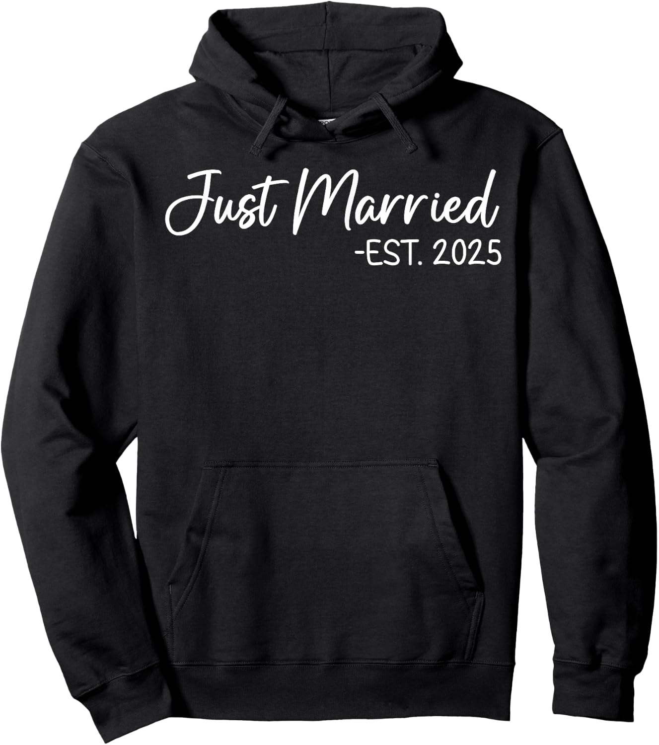 Just Married 2025 Honeymoon Wedding Couples Fiancee Hoodie - Hoodie | Black