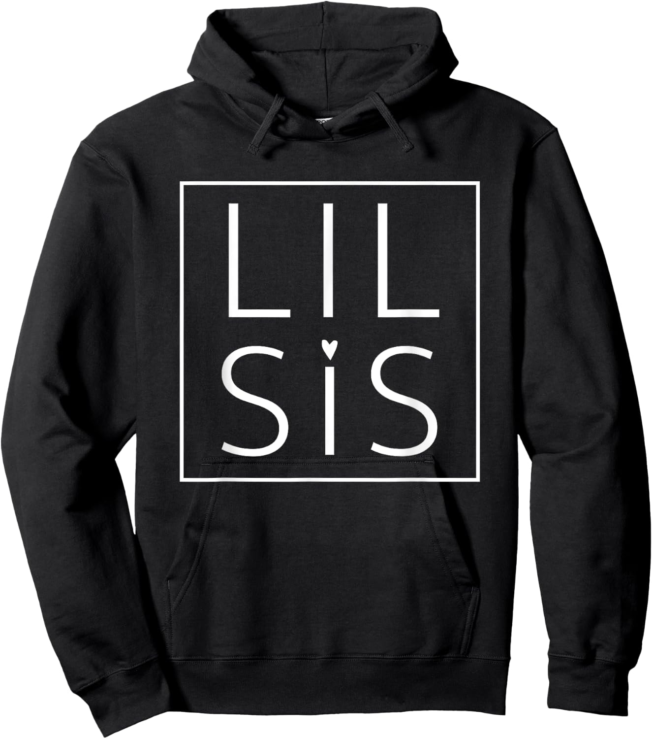Lil Sis Cute Heart Adult Little Sister Matching Hoodie - Hoodie | Black