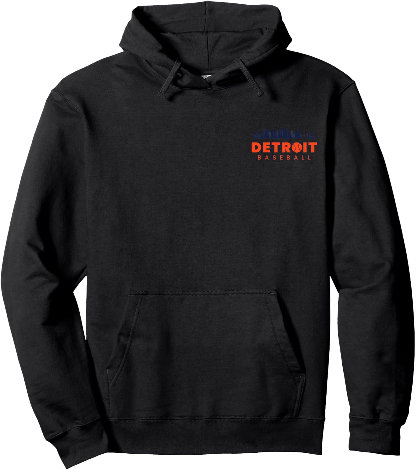 Detroit Baseball Minimalist City Skyline Baseball Lover Hoodie - Hoodie | Black