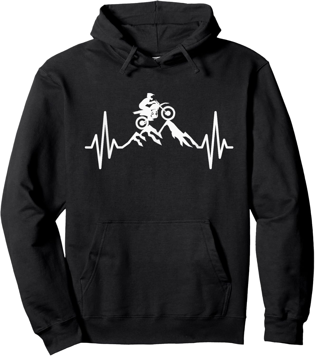 Dirt Biking Heartbeat Motorcycle Rider Motocross Dirt Bike Hoodie - Hoodie | Black