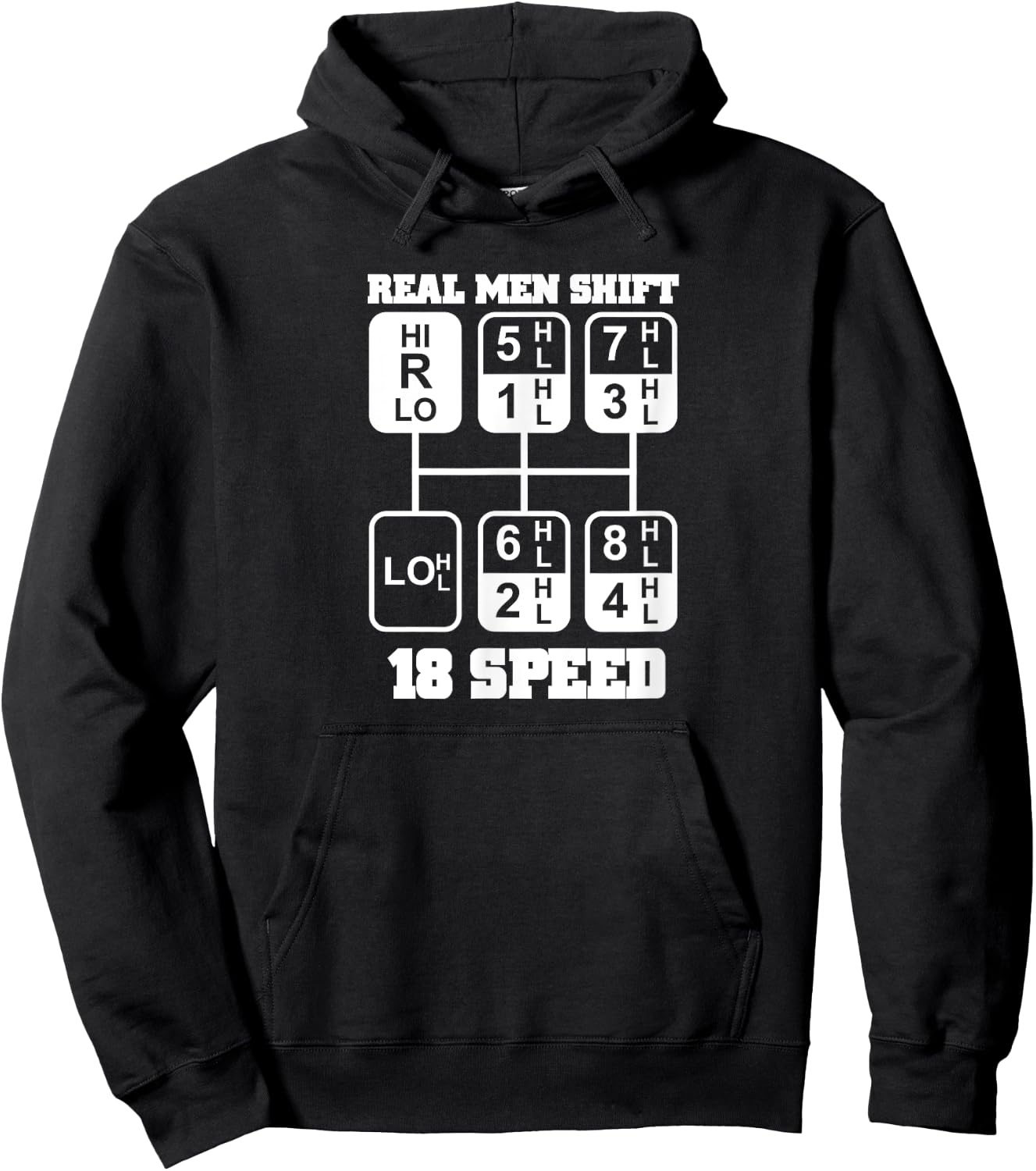 Real Men Shift 18 Speed Funny Truck Driver Shirt Hoodie - Hoodie | Black