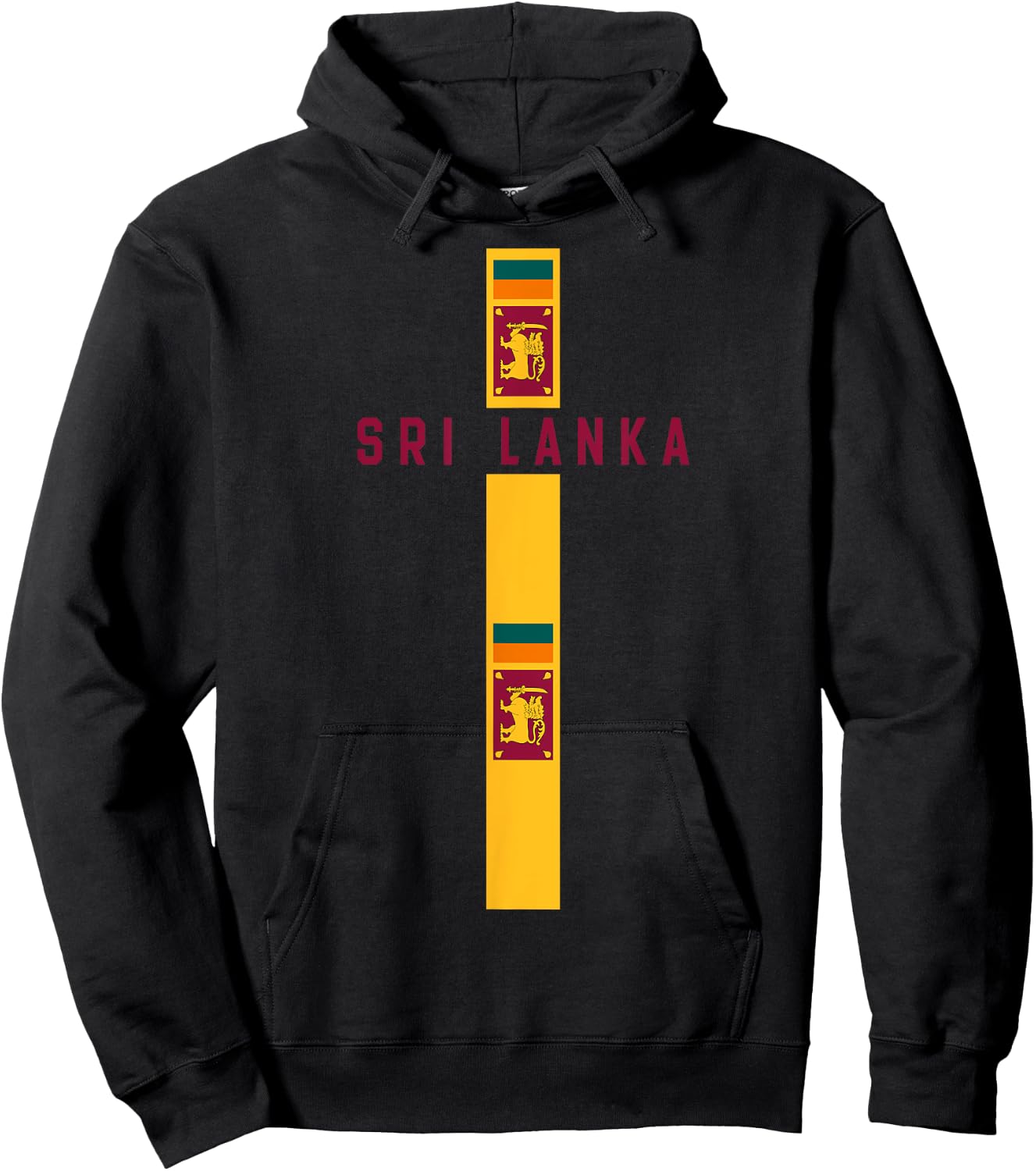 Vertical Sri Lanka Flag, text “SRI LANKA” in capital letters Hoodie - Hoodie | Black