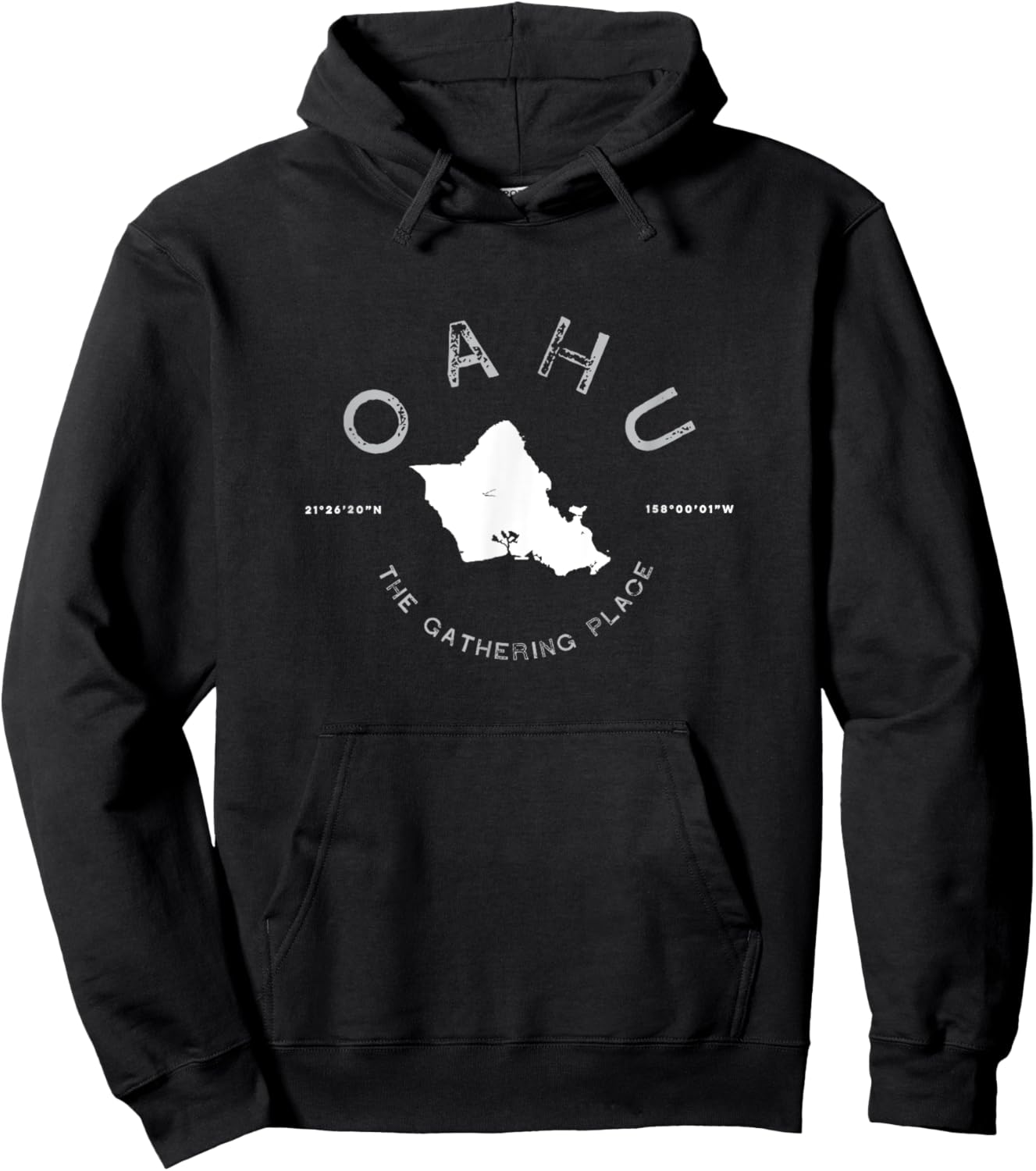 Oahu Hawaii Graphic Map Vintage Retro T Hoodie - Hoodie | Black