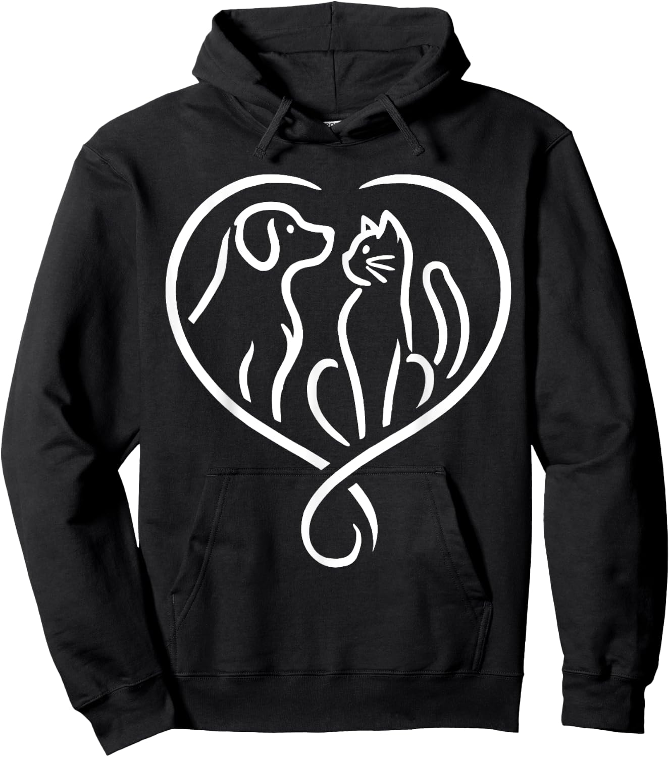 Dog Puppy and Baby Cat Heart - Animal Dog & Cat Heart Hoodie - Hoodie | Black
