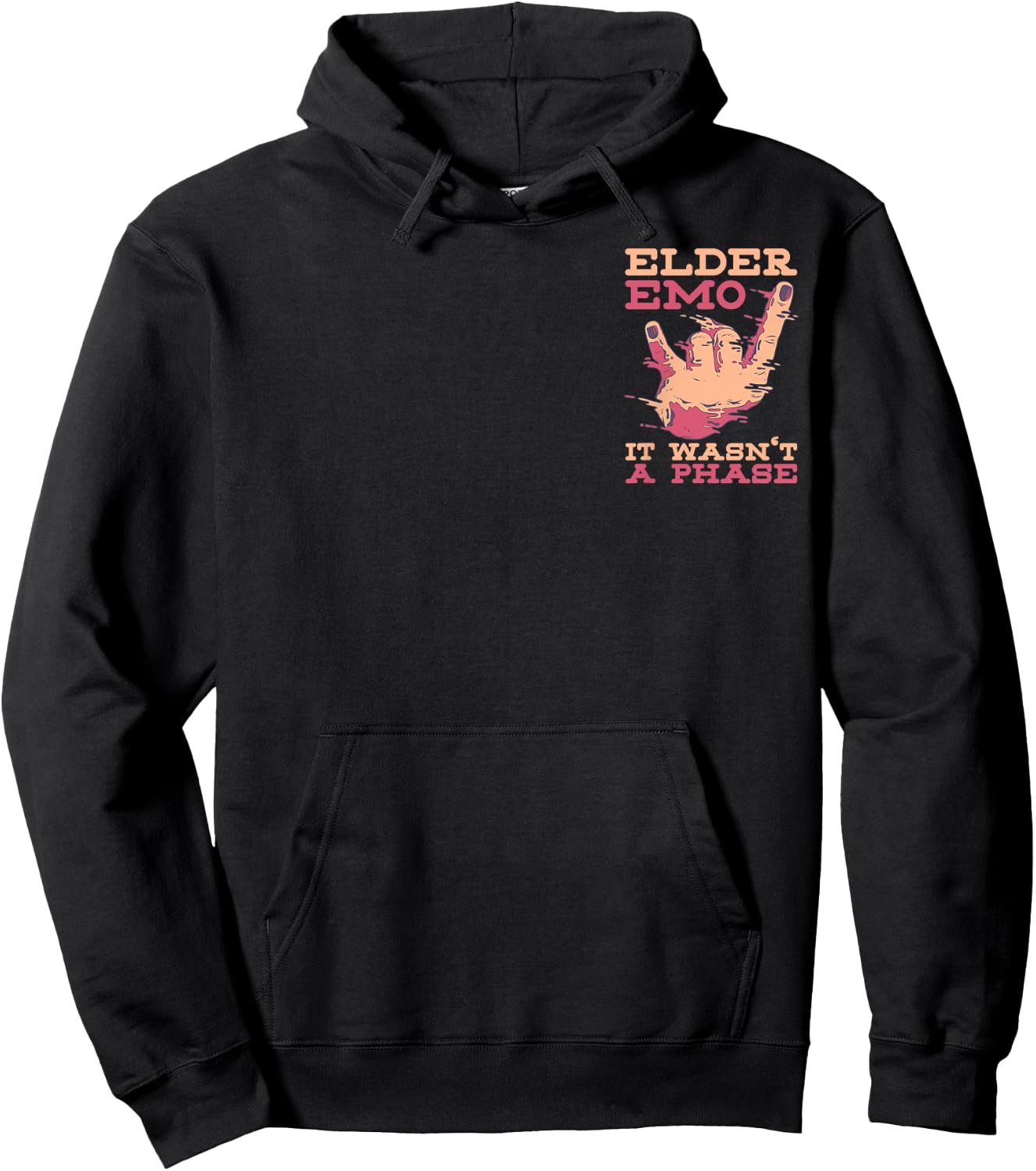 Elder Emo It Wasn't a Phase Minimalist Emo Goth Hoodie - Hoodie | Black