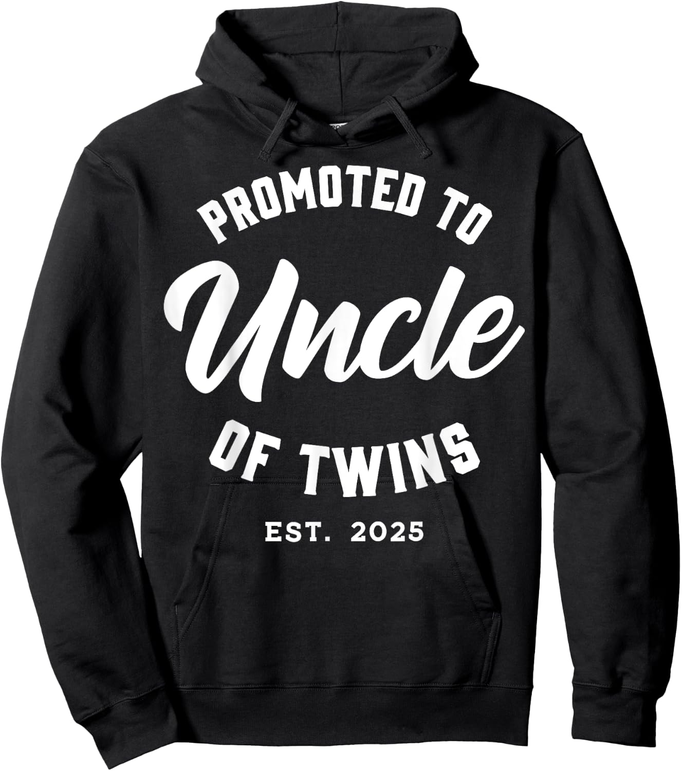 Twins Baby Announcement Family Gifts & Apparel Promoted to Uncle of Twins Est. 2025 Black Short Sleeve Hoodie - Hoodie | Black