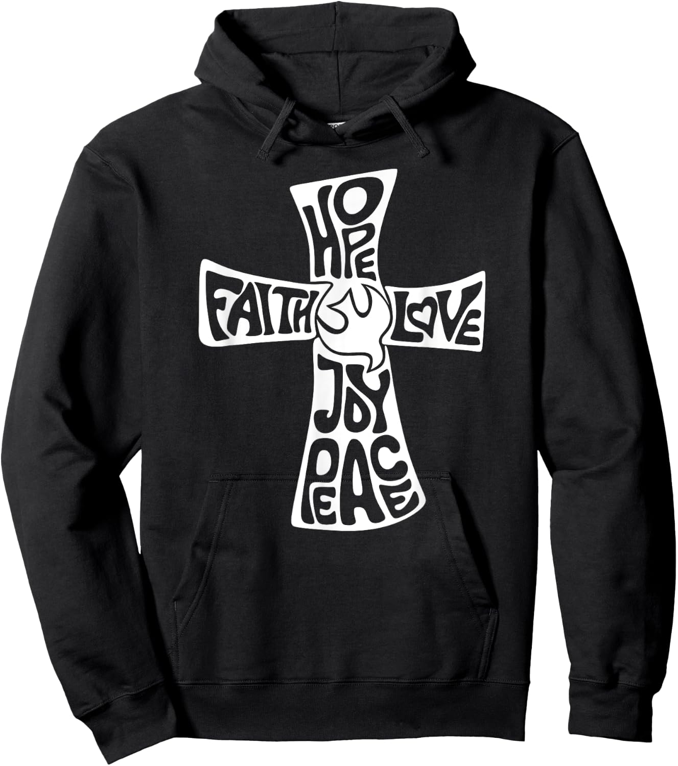 Hope Faith Love Joy Peace - Christian Cross Hoodie - Hoodie | Black