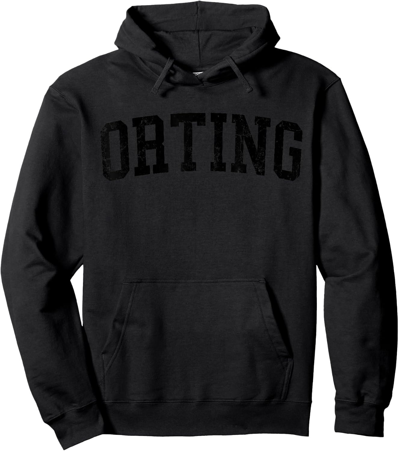 Vintage Orting WA Distressed Black Varsity Style Hoodie - Hoodie | Black
