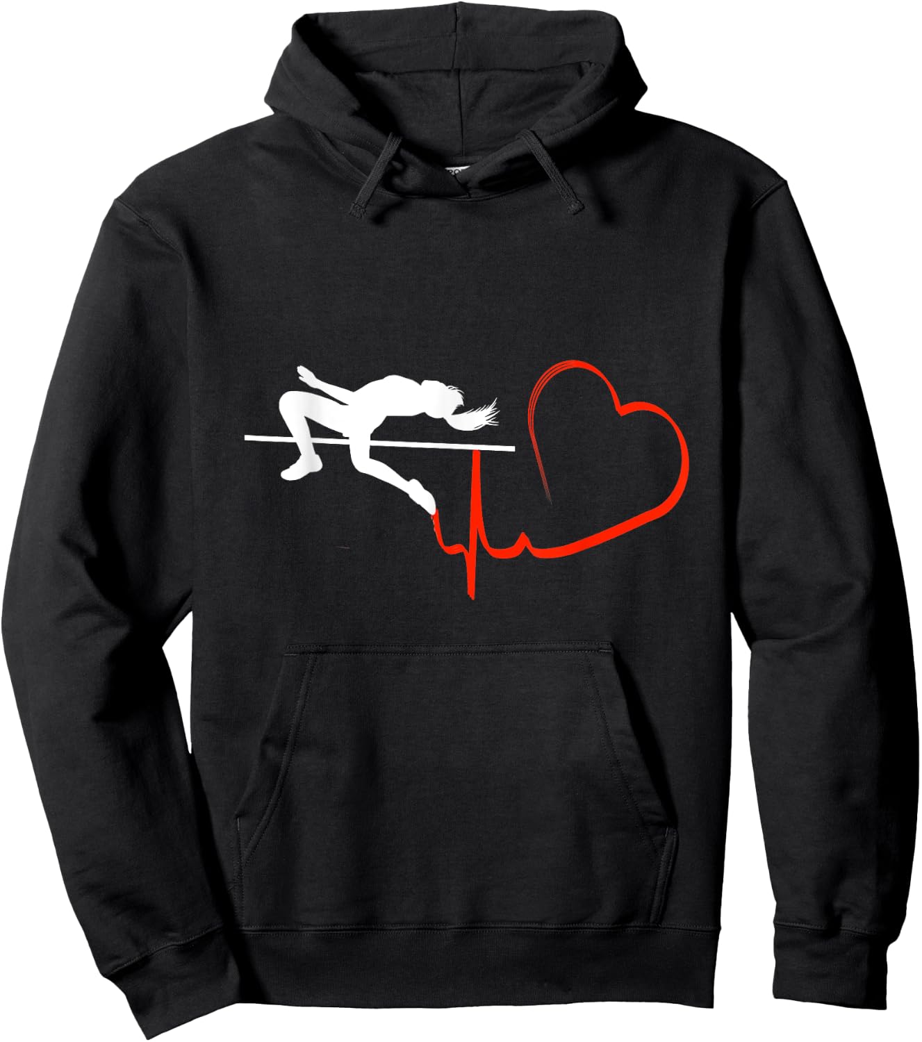 High Jump Girl Heartbeat Funny Track & Field Athletics Hoodie - Hoodie | Black