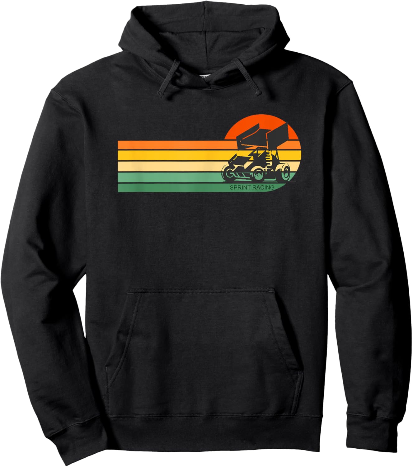 Retro Sprint Car Dirt Track Racing Racetrack Hoodie - Hoodie | Black