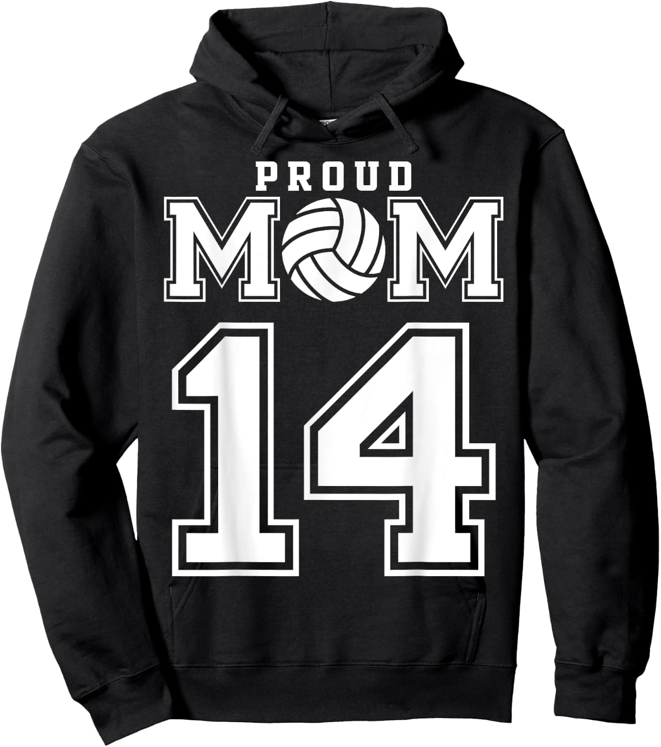 Custom Proud Volleyball Mom Number 14 Personalized Women Hoodie - Hoodie | Black
