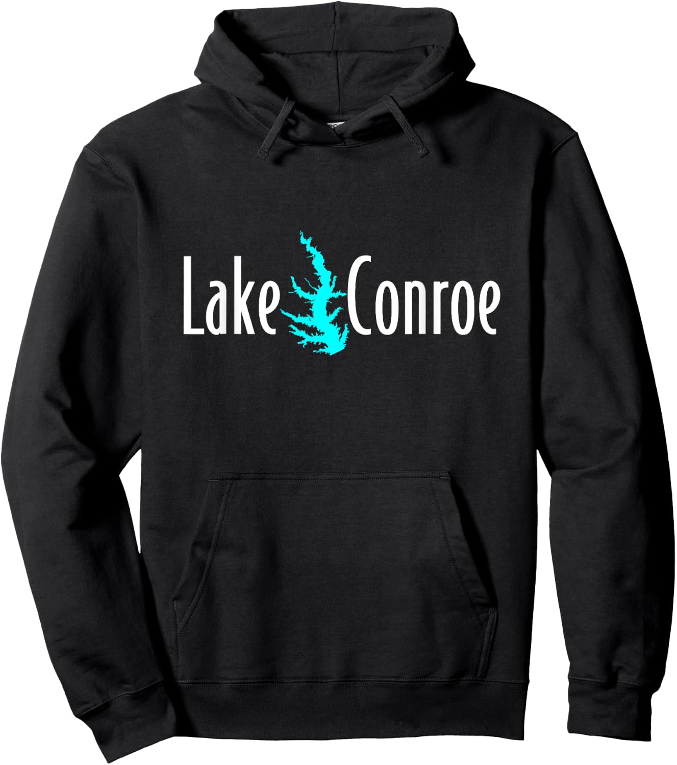 Minimalist Lake Conroe - Texas Hoodie - Hoodie | Black