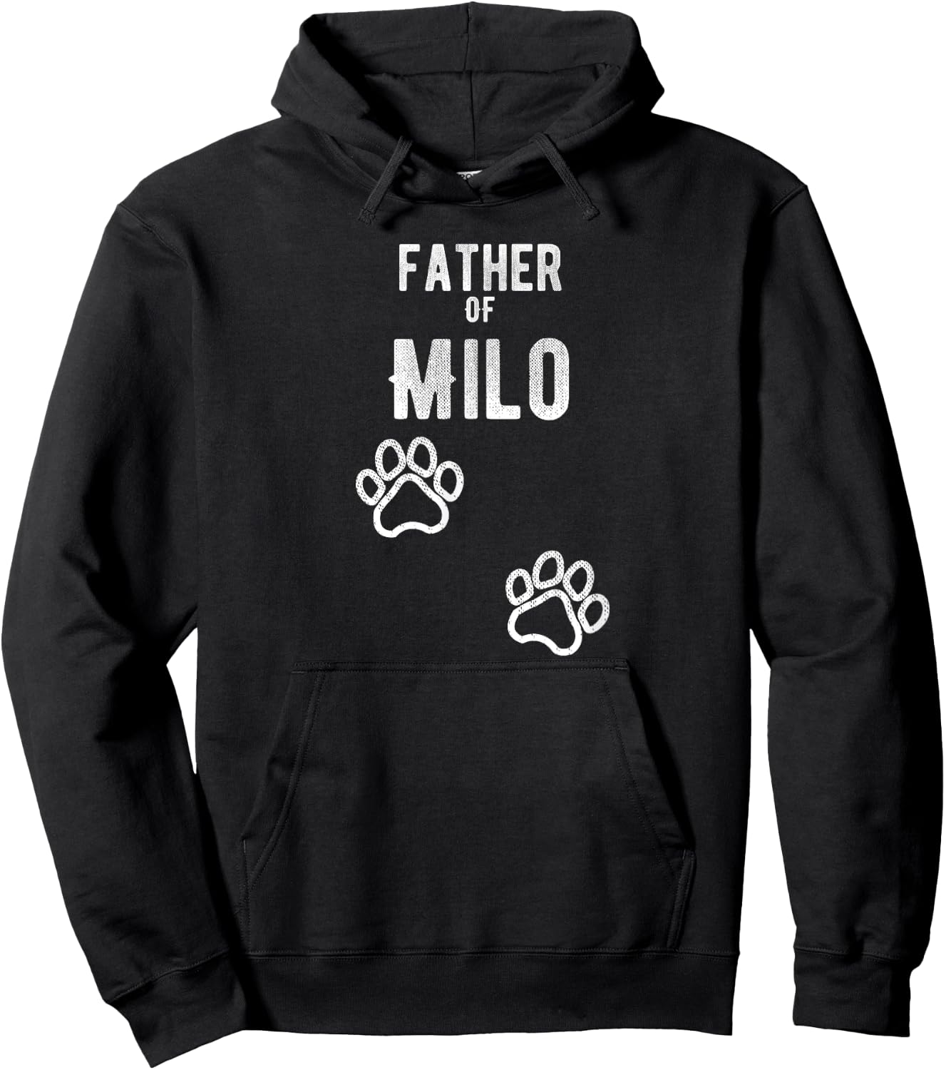 Father of Milo - Dog Puppy Personalized Name Graphic Hoodie - Hoodie | Black