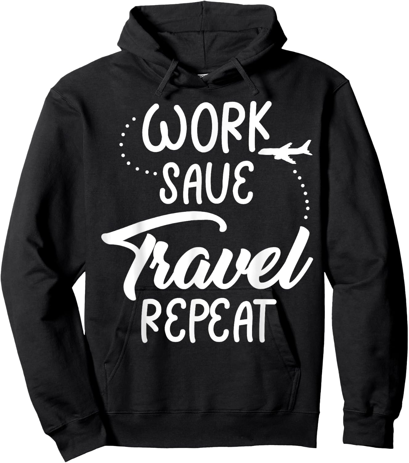 Work Save Travel Repeat Funny Reunion Vacation Trip Matching Hoodie - Hoodie | Black