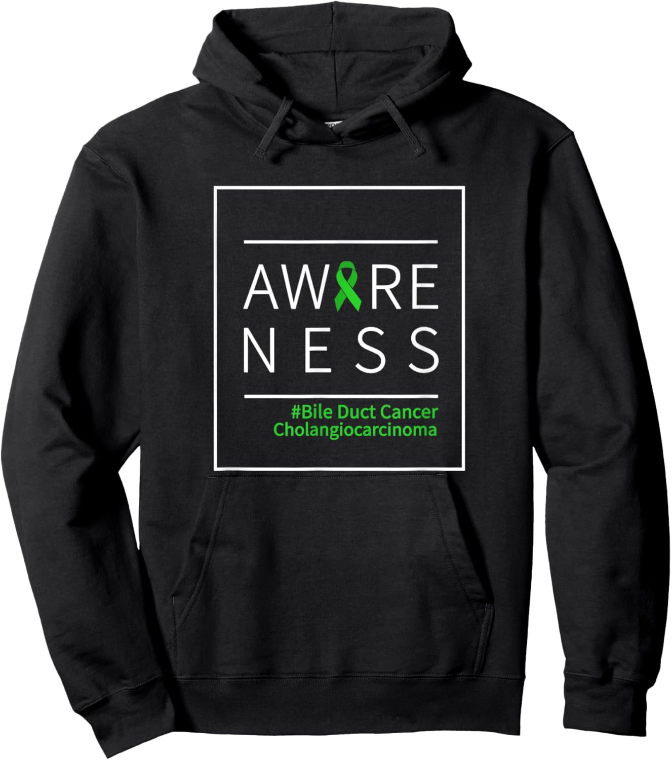 Bile Duct Cancer Awareness Cholangiocarcinoma Green Ribbon Hoodie - Hoodie | Black