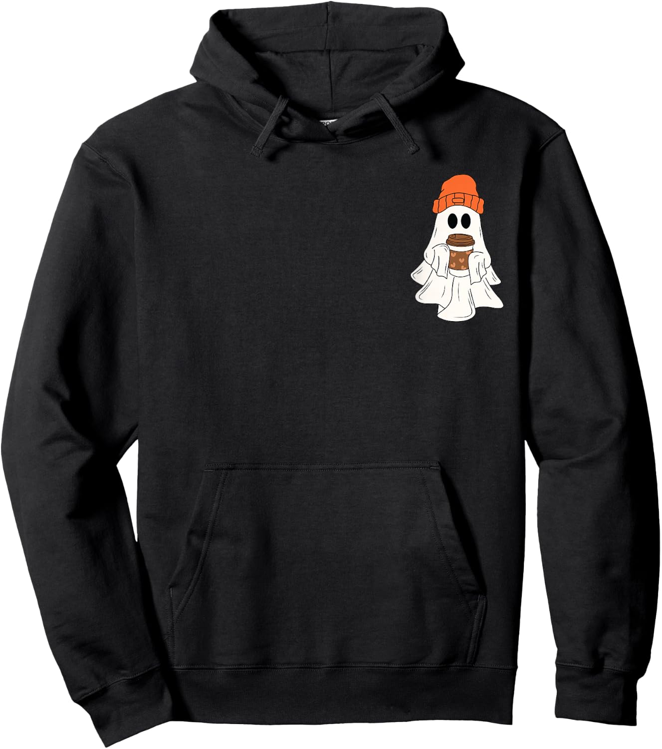 Cute Ghost Drinking Coffee Halloween Ghost Coffee Lover Hoodie - Hoodie | Black