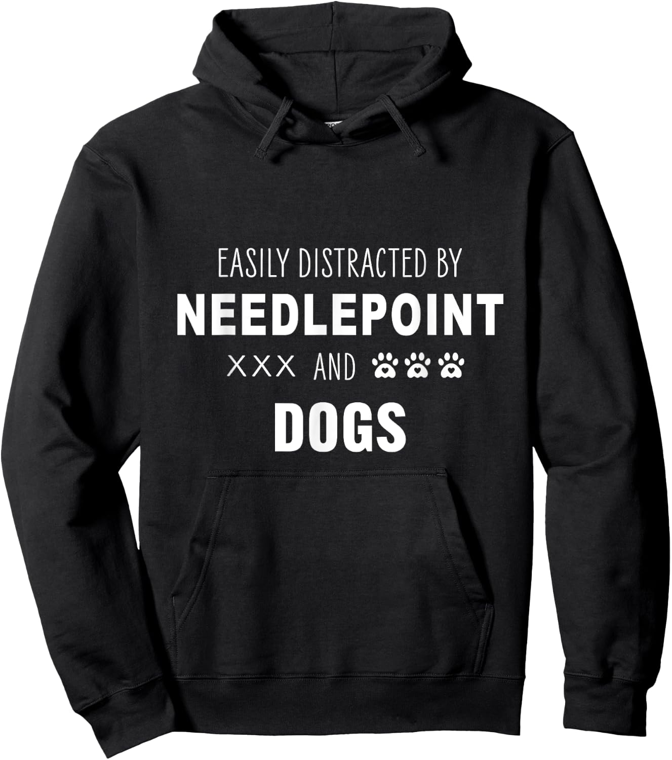 Easily Distracted by Needlepoint and Dogs funny cross stitch Hoodie - Hoodie | Black