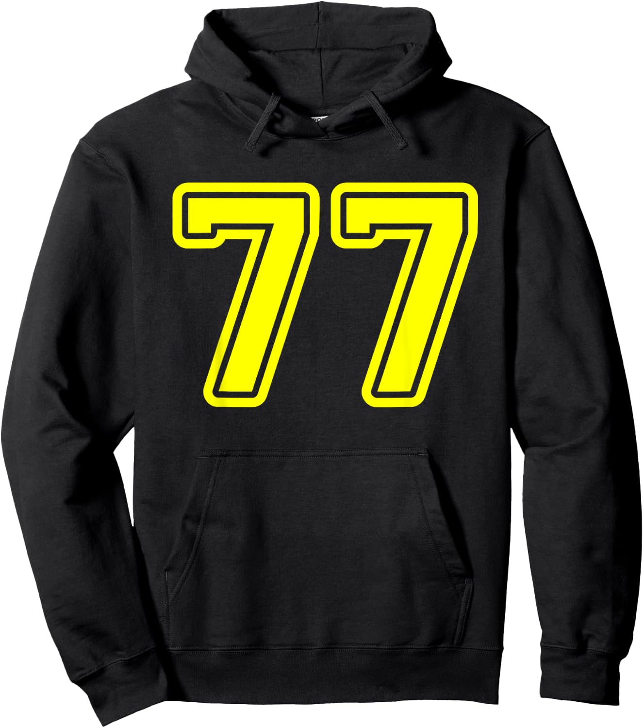 Number #77 Yellow Sports Team Number 77 Hoodie - Hoodie | Black