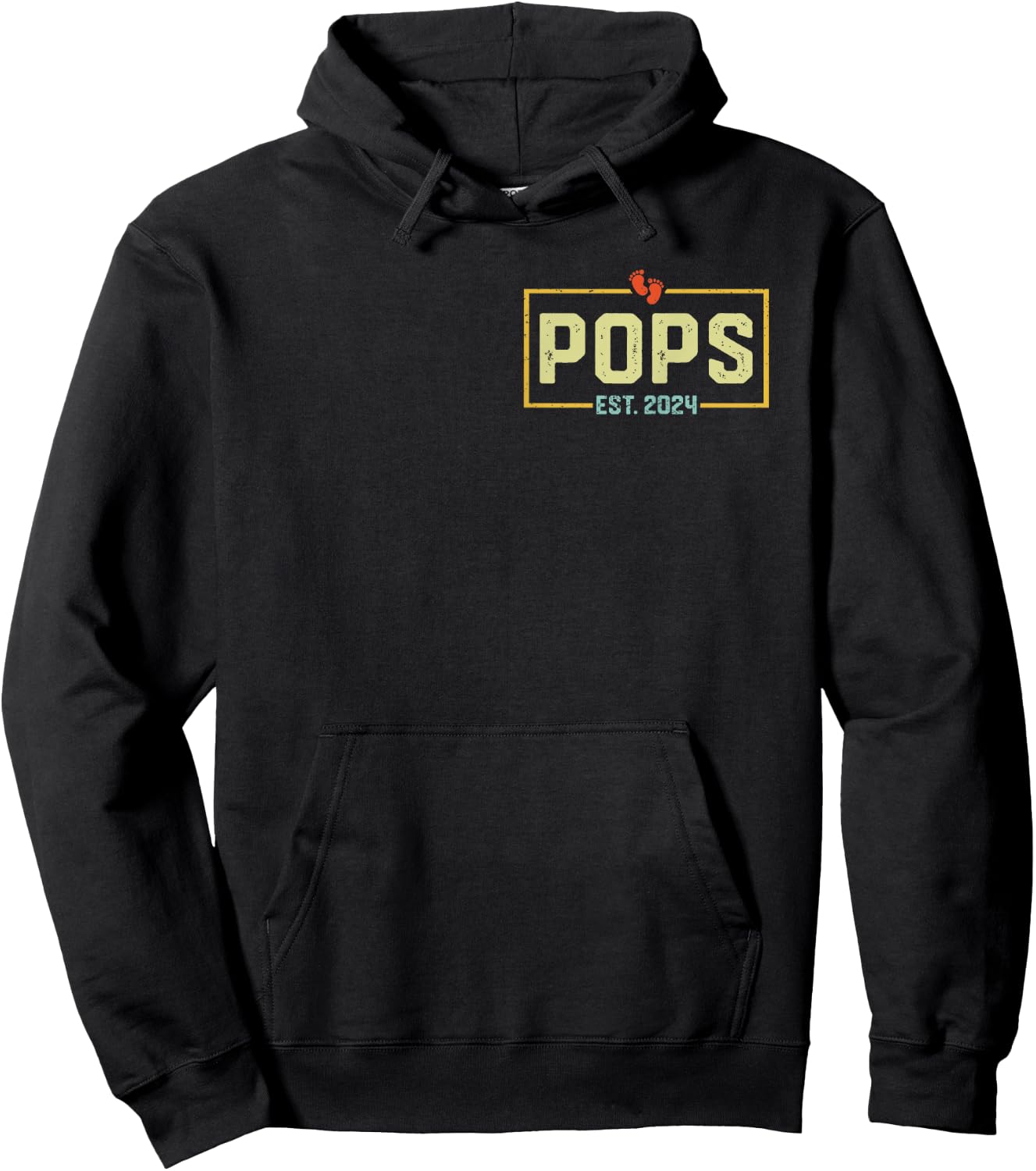 Pops Est. 2024 Pops 2024 Logo New Grandpa Fathers Day Hoodie - Hoodie | Black