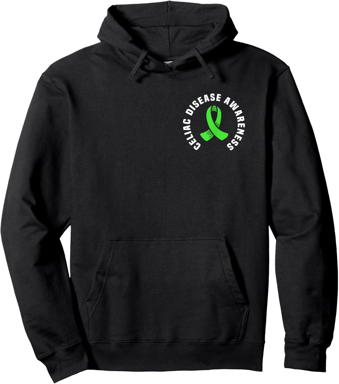 Celiac Disease Awareness Pocket Apparel With Green Ribbon Hoodie - Hoodie | Black